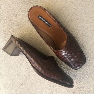 Sesto Meucci Italian Leather Basketweave Mules